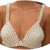 Body Chains | Aiosy Aiosy Pearls Body Chain Bra Women Beaded Tank Tops Vest Crop Top Sexy Sleeveless Cover Ups Chest Chains Rave Body Jewelry