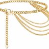 Body Chains | Suyi Suyi Chain Belt For Women Rhinestone Gold Chain Belt Multilayer Metal Waist Chain