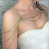 Body Chains | Xerling Xerling Layered Rhinestones Tassel Shoulder Chains Bra Body Chain Arm Chain Shoulder Harness Body Jewelry For Women Wedding Summer Bikini