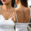 Body Chains | Sttiafay Sttiafay Pearl Back Necklace For Wedding Bridal Silver Backdrop Y-Necklace Long Back Chain Sexy Tassel Back Necklace Body Jewelry For Backless Dress Women