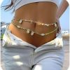 Body Chains | Denifery Denifery Boho Waist Beads Green Beaded Shell Waist Chain Multilayered Body Chains Summer Beach Bikini Fashion Body Jewelry Accessories For Women And Girls (Green)