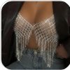 Body Chains | XSBODY Xsbody Rhinestone Mesh Chest Chain Body Jewelry For Women Sexy, Tassel Crystal Body Chains Bra Silver Nightclub Festival Accessories (Silver)