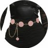 Body Chains | Vaquty Vaquty Metal Waist Chain Rhinestone Round Belly Chain Belt Adjustable Floral Pendant Body Chains Jewelry Accessories For Women And Girls