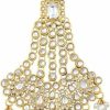 Body Chains | I Jewels I Jewels 18K Gold Plated Indian Wedding Bollywood Mughal Beautiful Long Pearl Kundan Jhumar Passa/Jhoomar Maang Tikka For Women (T2464-47-55)