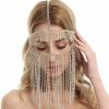 Body Chains | Tipmant Tipmant Sexy Women Masquerade Masks Face Chain With Crystal Pendant For Parties Ball Belly Dance Stage Cosplay Metal Gold