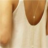 Body Chains | Andelaisi Andelaisi Boho Pearl Back Necklace Long Pearl Backdrop Necklaces Gold Pearl Back Chain Necklace Vintage Body Chain Necklace Summer Body Jewelry For Women And Girls