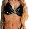 Body Chains | Jokimu Gold Bikini Body Chain With Necklace Layered Bra Chains Body Jewelry For Women