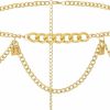 Body Chains | Navoky Navoky Metal Layered Waist Chain Thick Belly Chain Multilayered Belt Chains Lock Pendants Adjustable Accessories For Women And Girls