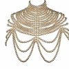 Body Chains | CCbodily Ccbodily Pearl Body Chain Bra - Fashion Shoulder Necklaces Bra Chain Body Jewelry(A-Gold)