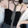 Body Chains | Aimimier Aimimier Bohemian Long Rhinestone Necklace Black Tie With Sparkling Crystal Punk Body Waist Chain For Women And Girls