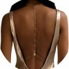 Body Chains | Rotaiboes Bride Backless Rhinestone Waterdrop Body Chain Belly Waist Necklace