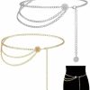 Body Chains | YEAHACLUB 2Pcs Silver/Gold Waist Chain Belt Plus Size, Plated Multilayer Body Belly Chain With Pearl Charms, Minimalist Elegant Fashionable Waist Chain Belt Suitable For Parties Banquets Dance Accessories