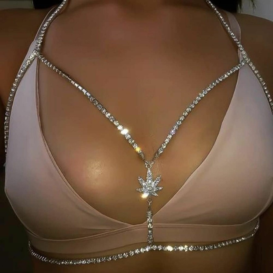 Body Chains | Xerling Xerling Bling Rhinestones Tassel Body Chains Women Layered Fringe Bra Chains Statement Crystal Body Jewelry Sexy Belly Chains For Bikini Party Costume