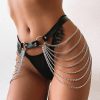 Body Chains | Wiwpar Wiwpar Punk Black Leather Waist Chain Layered Tassel Belly Belt Rave Party Body Jewelry Accessories For Women Girls Halloween Party(Style1