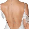 Body Chains | Cusmyre Rhinestone Waterdrop Back Chain Necklace Bridal Wedding Backdrop Chain Crystal Choker Long Body Chain Necklace Rhinestone Waist Belly Chain Jewelry For Women (Waterdrop-Silver)