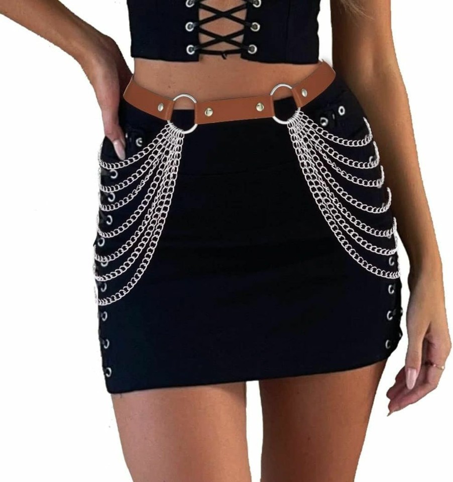 Body Chains | BODIY Bodiy Layered Waist Chain Belts Leather Body Chain Punk Goth Rave Belt Body Jewelry For Women And Girls