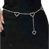 Body Chains | Nieeweiy Nieeweiy Rhinestone Body Chains Belt Crystal Waist Chains Heart Pendant Summer Beach Body Jewelry Festival Wedding Belly Jewelry For Women And Girls (Silver)