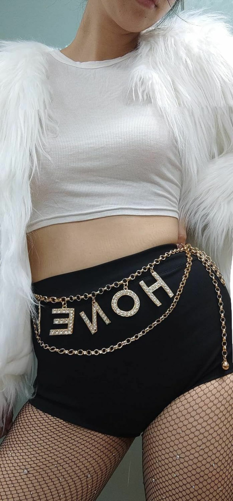 Body Chains | Generic Women Metal Link Waist Chain Belt Sexy Rhinestone Letter Layer Belly Jewelry Body Chain For Dress (Sexy)