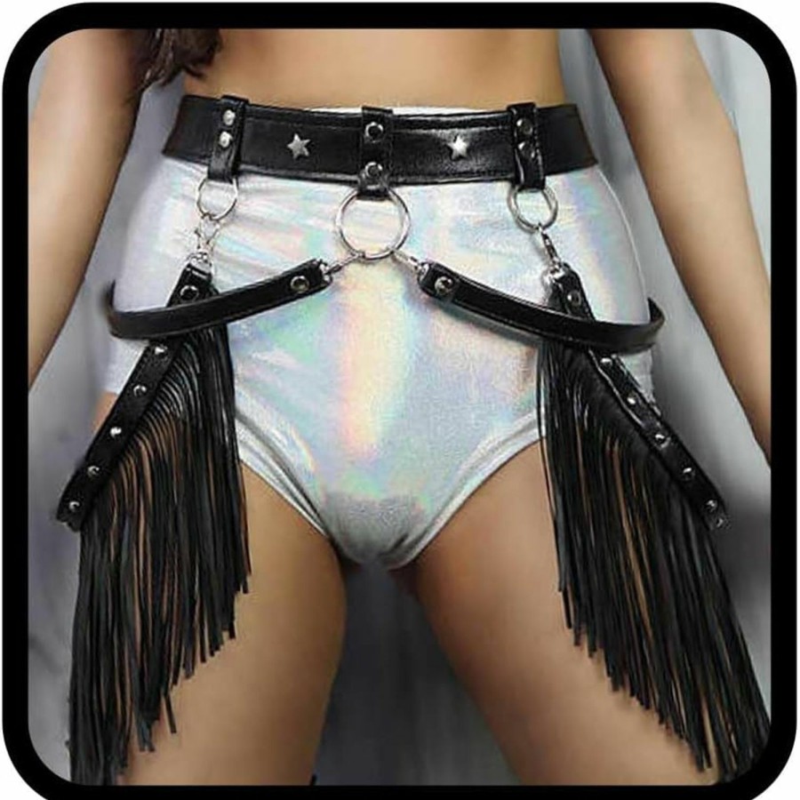 Body Chains | JEWEKY Jeweky Punk Leather Waist Belt Tassel Fringe Belts Club Body Chain Rave Party Body Jewelry Accessories For Women And Girls