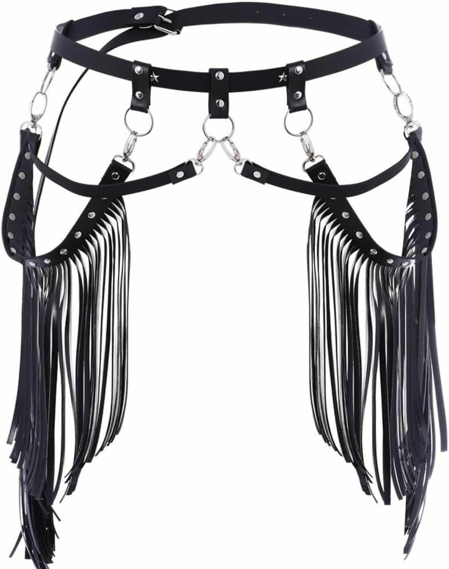 Body Chains | JEWEKY Jeweky Punk Leather Waist Belt Tassel Fringe Belts Club Body Chain Rave Party Body Jewelry Accessories For Women And Girls