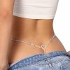 Body Chains | Cusmyre Rhinestone Heart Waist Body Chain Jewelry Heart Crystal Thong Panties G String Brief Rhinestone Thong Bikini Crystal Waist Belly Chain For Women (Gold)