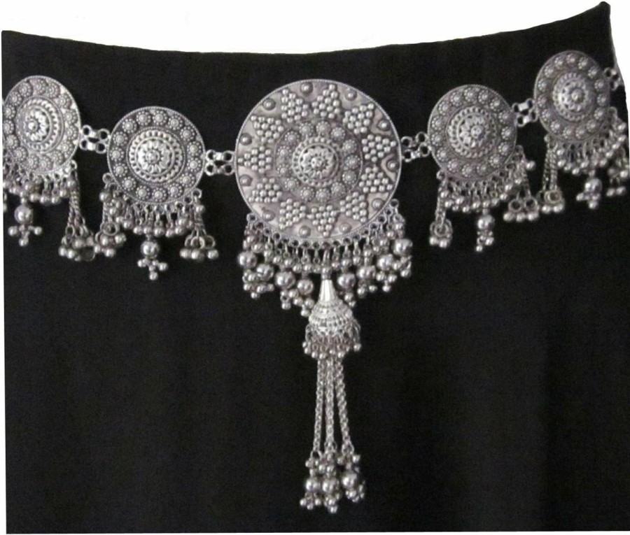 Body Chains | IndiaStop Indiastop Handmade Womens Fashion Dress Sash Concho Boho Belt - Metal Chain Tassel Medallion Vintage Silver Wedding Bridal - Bohemian Gypsy Hippie Tribal Fusion Belly Dance Waist Decoration Jewelry