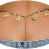 Body Chains | Rotaiboes Rhinestone Letters Pendant Thong Panties Summer Crystal Waist Chain Adjustable Bikini Rhinestone Sexy Thong Festival Rave G String Crystal Chain Thong Jewelry For Women Party