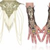 Body Chains | YADOCA Yadoca Gold Body Chain Fingerless Gloves For Women Layered Lace Body Chains Necklace Jewelry Steampunk Lace Wristbands For Bikini Performance Halloween