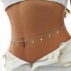 Body Chains | Octwine Octwine Dainty Cross Double Layer Waist Chain Fashion Summer Beach Bikini Trendy Belly Body Chain Bar Prom Party Body Jewelry Accessories For Women And Girls(Silver)