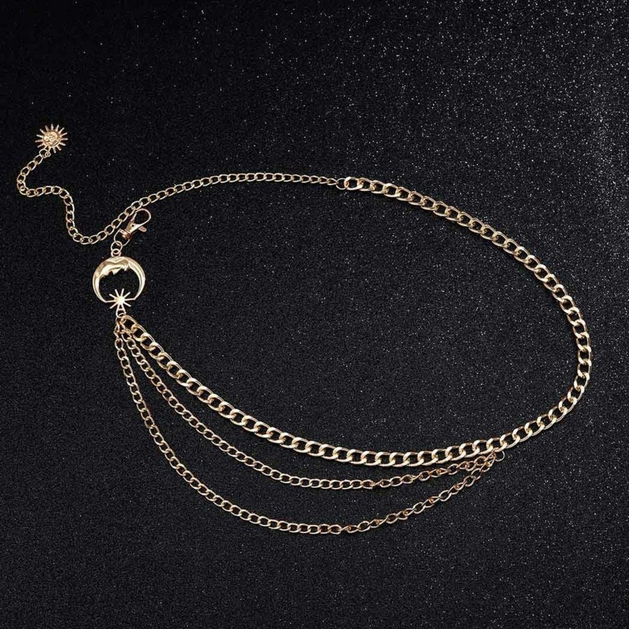 Body Chains | Hitage Hitage Layered Waist Chain Star Moon Body Chains Punk Belt Chain Nightclub Jewelry Accessories For Women And Girls