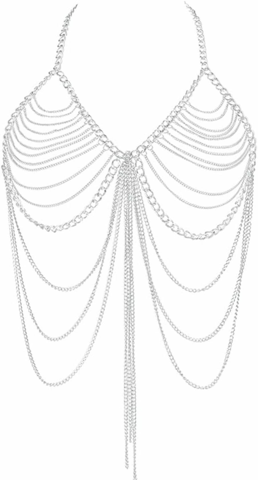 Body Chains | Abien Abien Chest Chains Tassel Body Chain Sexy Bikini Chains Silver Body Jewelry Bra Chain Beach Rave Nightclub Party Accessories For Women