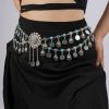 Body Chains | Missgrace Missgrace Bohemian Vintage Blue Turquoise Tassel Crystal Chain Belly Silver Rhinestone Body Chains Handmade Indian Body Accessories Jewelry For Women