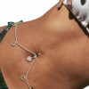 Body Chains | Cusmyre Simple Summer Rhinestone Heart Dangle Belly Button Ring With Waist Chain Crystal Piercing Navel Belly Chain Sexy Bikini Belly Body Chain Jewelry Accessories For Women (Silver)