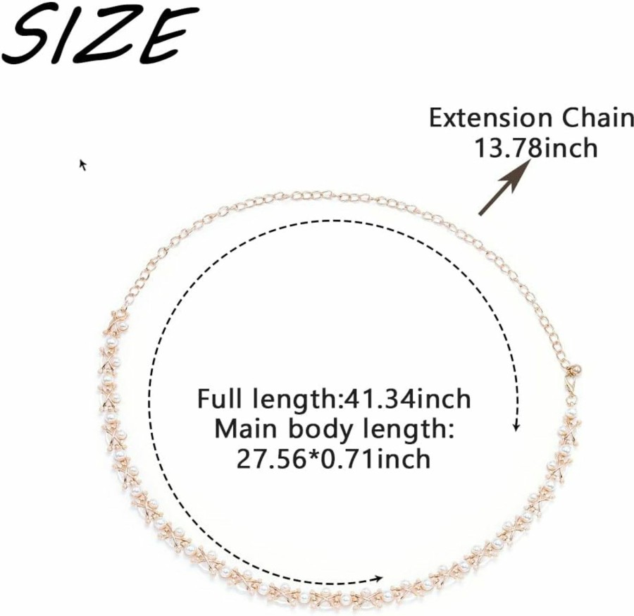 Body Chains | Urieo Urieo Boho Pearl Waist Chain Belt Adjustable Gold Belly Chains Tassel Bikini Party Dress Chain Belts Body Jewelry Accessories For Women