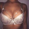 Body Chains | Flosy Flosy Sparkle Rhinestones Bra Bikini Chain Cross Crystal Body Chain Summer Beach Nightclub Jewelry Adjustable For Women And Girls (Silver)