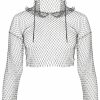 Body Chains | Fstrend Fstrend Crystal Mesh Body Chains Rhinestone Fishnet Black Crop Top Long Sleeves See Through Bikini