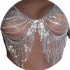 Body Chains | Salliy Salliy Boho Body Chain Bra Silver Sexy Rhinestone Bikini Bra Body Halter Backless Sequins Chain Bra Beach Body Accessories Jewelry For Women And Girls (Silver)