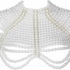 Body Chains | CCbodily Ccbodily Pearl Body Chain Bra - Fashion Shoulder Necklaces Bra Chain Body Jewelry(B-White)