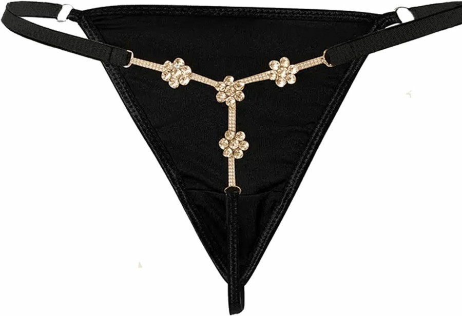 Body Chains | Cusmyre Sexy Rhinestone Waist Body Chain Jewelry Crystal Thong Panties Elastic G String Briefs Rave Rhinestone Thong Underwear Bikini Crystal Waist Belly Chain For Women