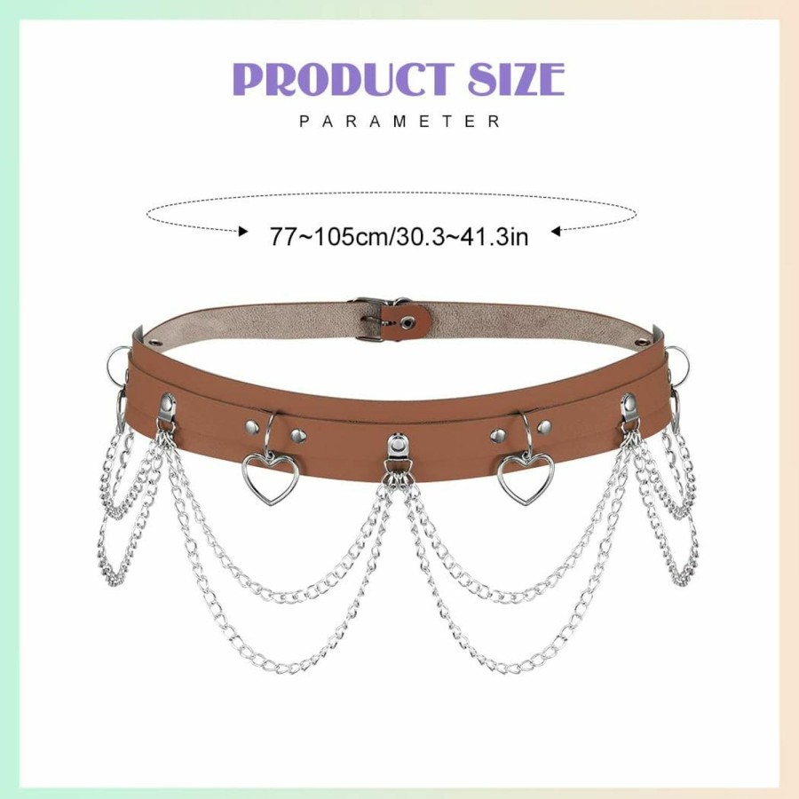 Body Chains | BODIY Bodiy Pink Waist Chain Belt Goth Rave Belts Heart Pu Leather Body Chain Accessory For Women And Girls