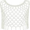 Body Chains | Aiosy Aiosy Pearls Body Chain Bra Sexy Shawl Necklace Pearl Tops Halter Shoulder Chain Beaded Backless Chest Chains Rave Body Jewelry Festival Party Summer Beach