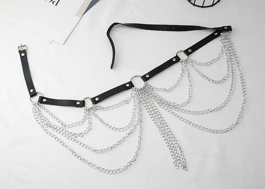 Body Chains | CareUToo Punk Black Waist Chain Belt Body Chains Stylish Waist Rave Festival Jewelry Accessories For Women Girls