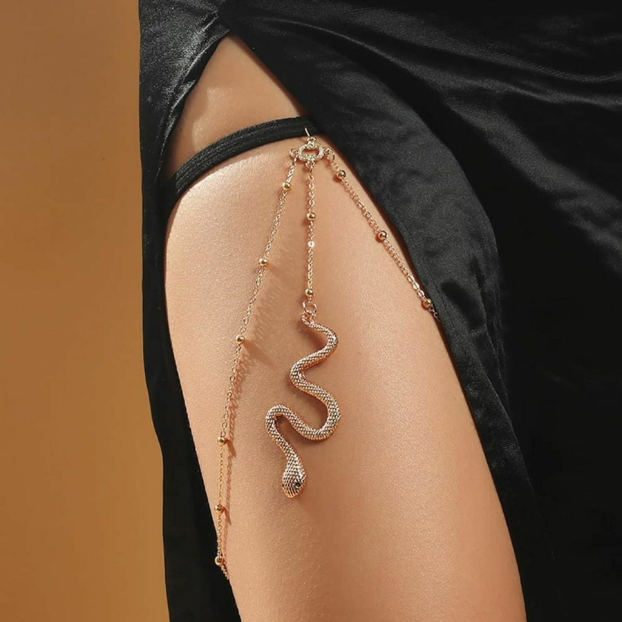 Body Chains | Woent Woent Spider Leg Chain Layered Pearl Thigh Chain Snake Insect Body Chain Summer Beach Accessories Jewelry For Women Girls (Snake)