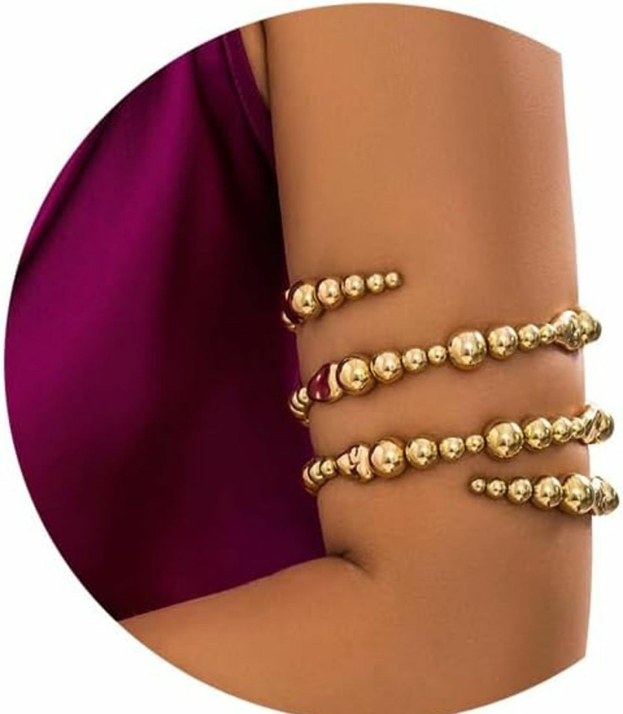 Body Chains | DarBudMay Darbudmay Multi-Layered Beads Upper Arm Bracelet Adjustable Metal Tassel Arm Chain Bracelet Bikini Armband Chain Summer Pearl Arm Cuff Bangle Body Accessories Jewelry For Women Girls