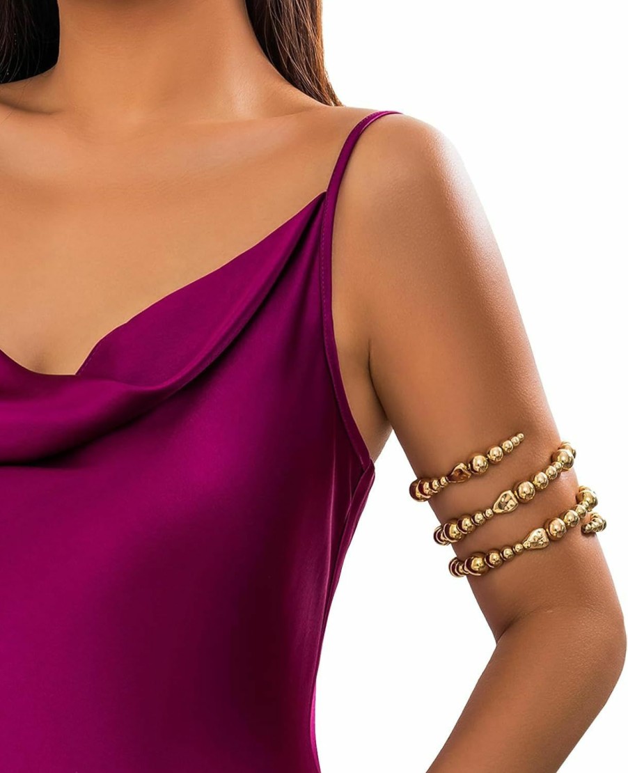 Body Chains | DarBudMay Darbudmay Multi-Layered Beads Upper Arm Bracelet Adjustable Metal Tassel Arm Chain Bracelet Bikini Armband Chain Summer Pearl Arm Cuff Bangle Body Accessories Jewelry For Women Girls