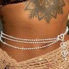 Body Chains | Werhonton Werhonton Rhinestone Waist Belly Chain Silver Layered Heart Body Chain Sexy Crystal Body Jewelry For Women