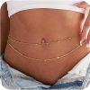 Body Chains | Feskive Feskive Dainty Silver/14K Gold Plated Body Chains For Women,Layered Pearl Satellite Beads Waist Chain Adjustable Sexy Bikini Belly Chain Summer Fashion Jewelry For Women