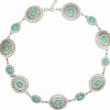 Body Chains | HSQYJ Vintage Flower Turquoise Chain Belts Silver Pear Coin Pendant Metal Waist Belt Western Body Jewelry For For Women Dress Vest Jeans For Waistline 25-45Inch