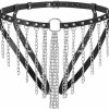 Body Chains | Navoky Navoky Punk Leather Body Chain Adjustable Pu Leather Gothic Belts Thigh Belly Chains Tassels Metal Waist Chain Metal Accessories Party Halloween Nightclub Rave Outfits For Women