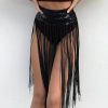 Body Chains | Asooll Asooll Black Sexy Sequins Tassel Skirt Belly Body Chain Summer Beach Bikini Chains Fashion Harness Party Nightclub Body Accessories For Women And Girls